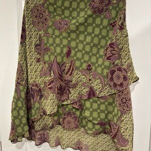 Evan-Picone Floral Green and Purple Skirt